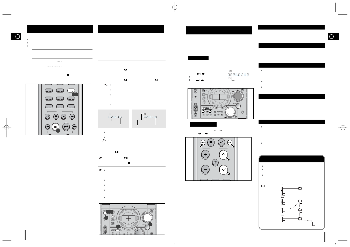 Repeating one or all tracks on the compact discs, To replay the cd/mp3/wma-cd, To select the mp3/wma-cd title and track | Playback sequence of titles and tracks | Samsung MAX-T35 User Manual | Page 7 / 14