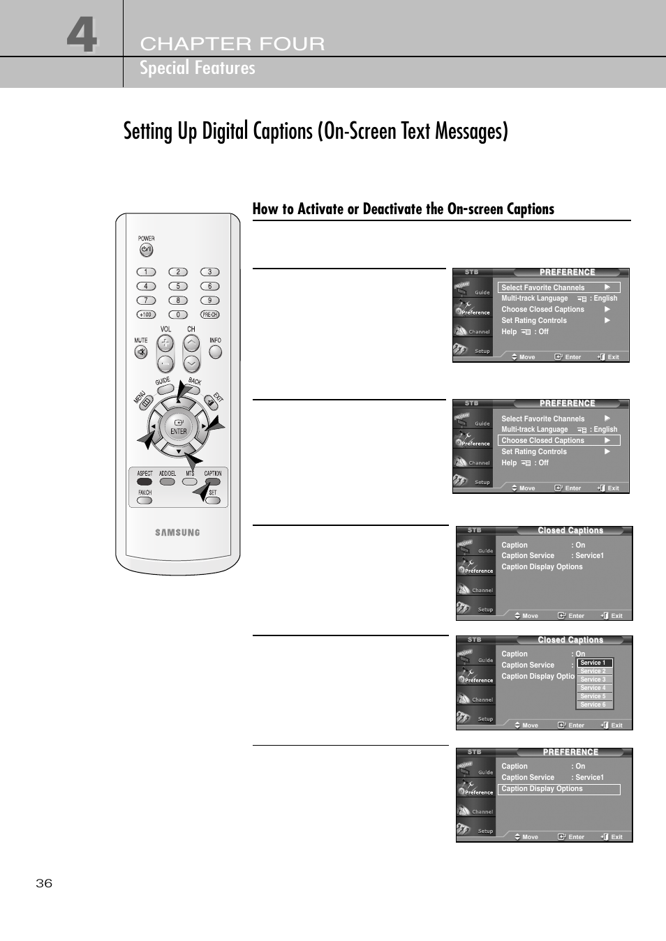 Chapter four special features | Samsung SIR-T451 User Manual | Page 36 / 51