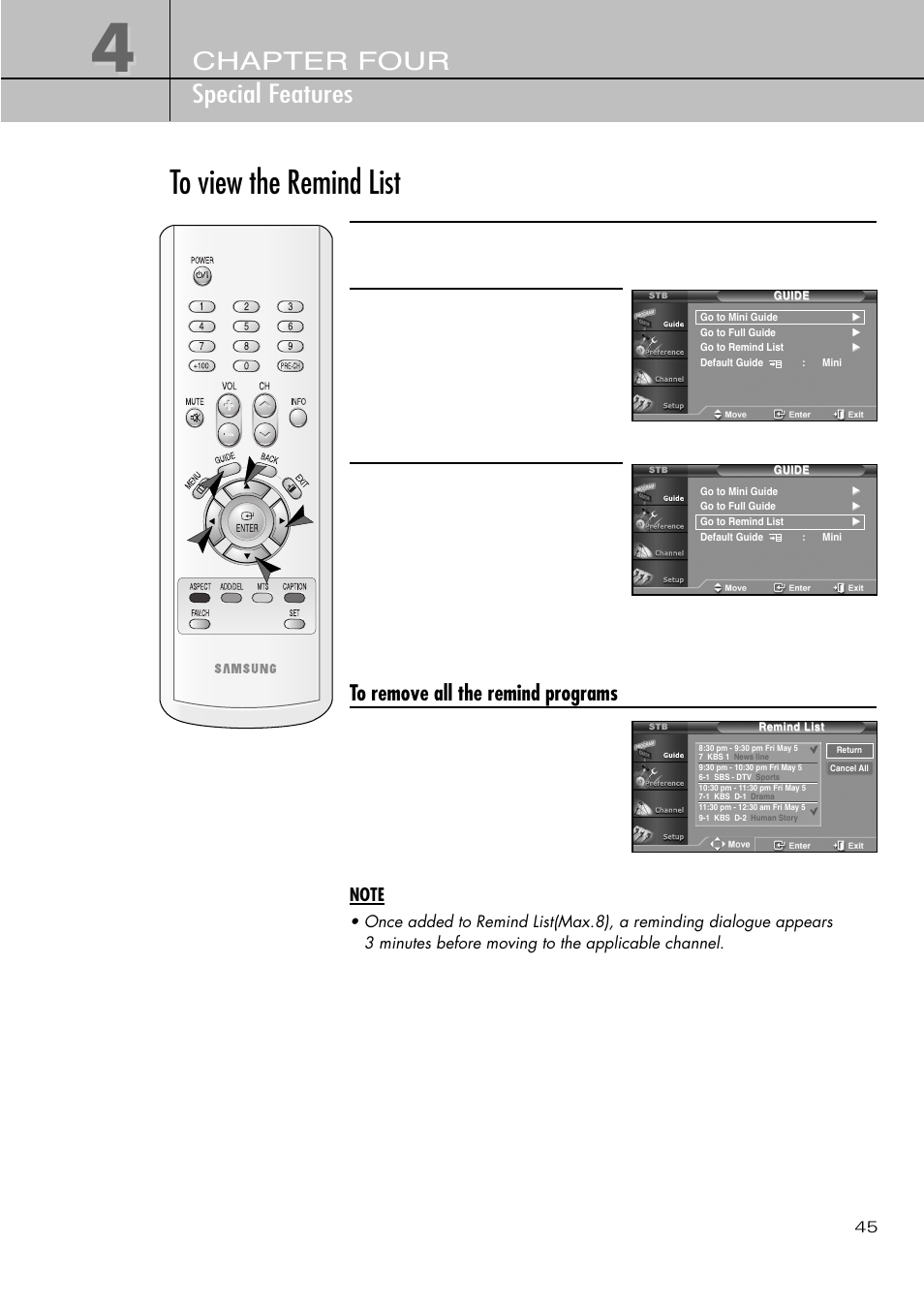 Chapter four special features | Samsung SIR-T451 User Manual | Page 45 / 51