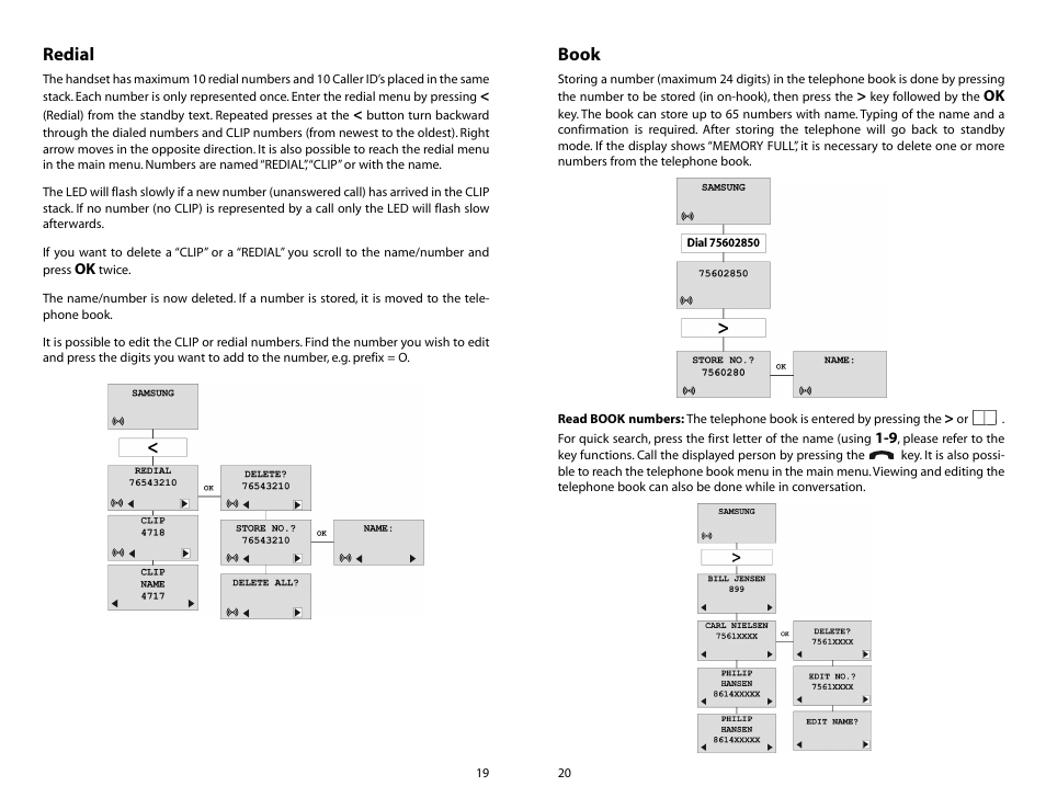 Redial, Book | Samsung iDCS SLiM User Manual | Page 12 / 18