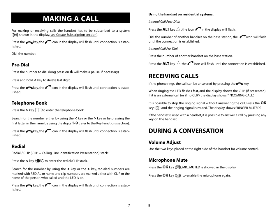 Making a call, Receiving calls, During a conversation | Samsung iDCS SLiM User Manual | Page 6 / 18