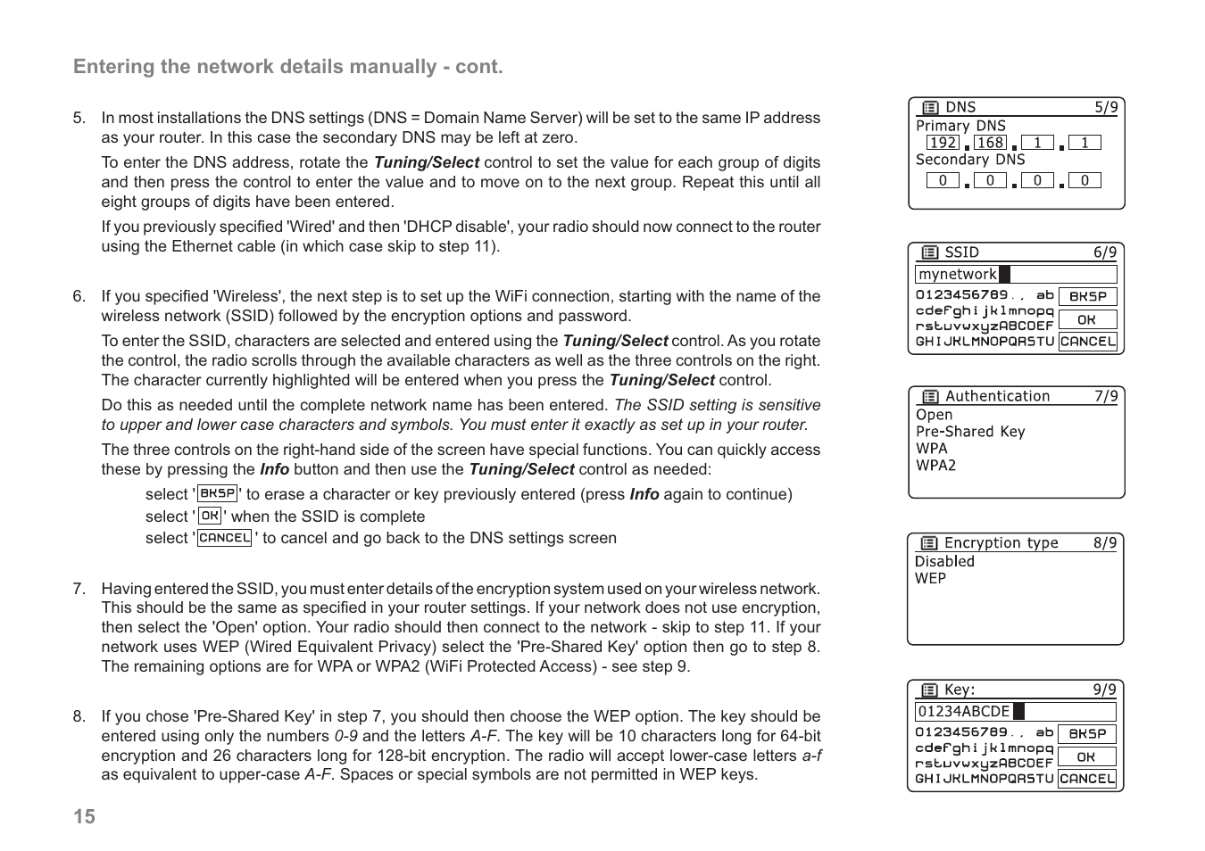 Entering the network details manually - cont | Samsung WM-202 User Manual | Page 16 / 76