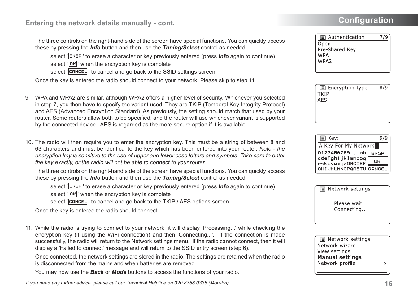 Conﬁ guration, 16 entering the network details manually - cont | Samsung WM-202 User Manual | Page 17 / 76