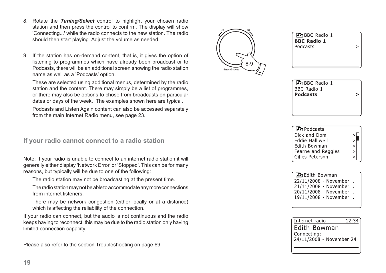 If your radio cannot connect to a radio station | Samsung WM-202 User Manual | Page 20 / 76