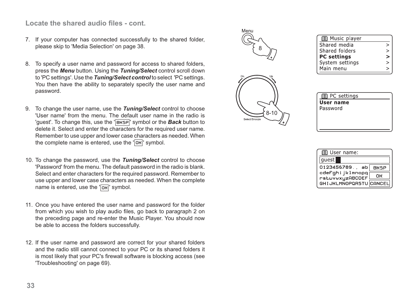 33 locate the shared audio ﬁ les - cont | Samsung WM-202 User Manual | Page 34 / 76