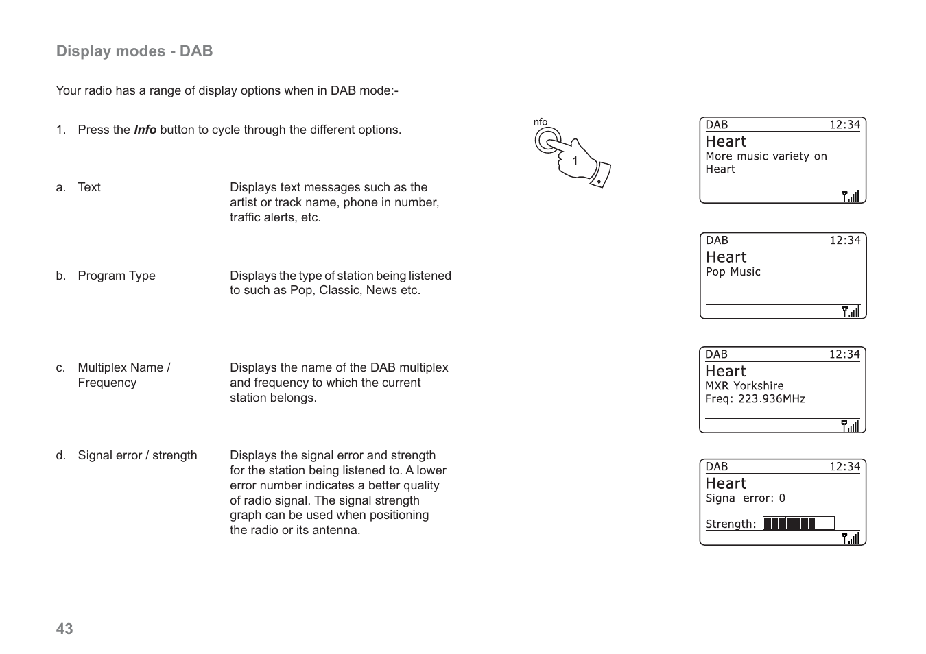 Display modes - dab | Samsung WM-202 User Manual | Page 44 / 76