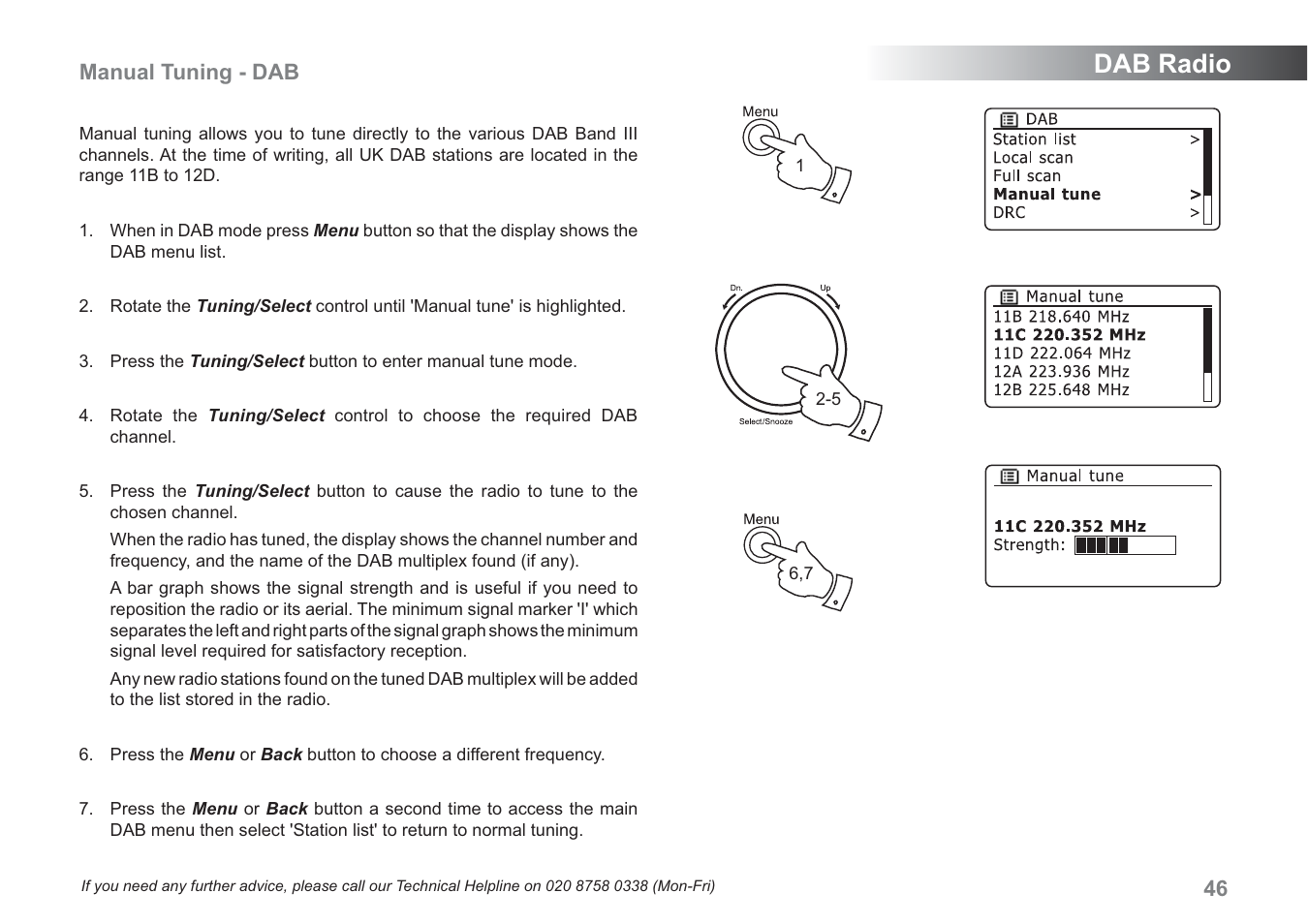 Dab radio, Manual tuning - dab | Samsung WM-202 User Manual | Page 47 / 76