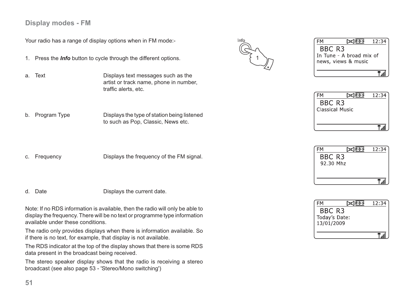 51 display modes - fm | Samsung WM-202 User Manual | Page 52 / 76