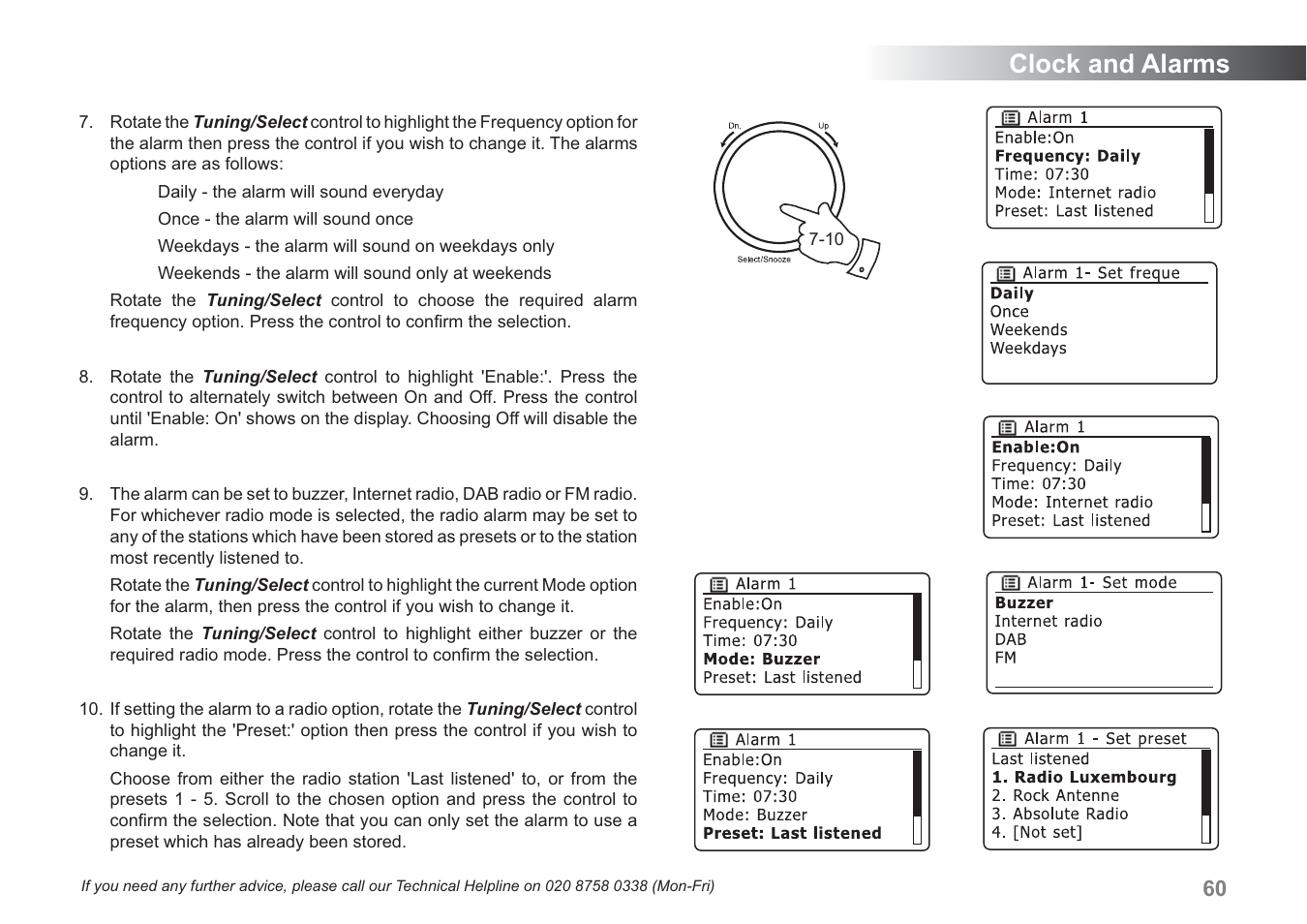 Clock and alarms | Samsung WM-202 User Manual | Page 61 / 76