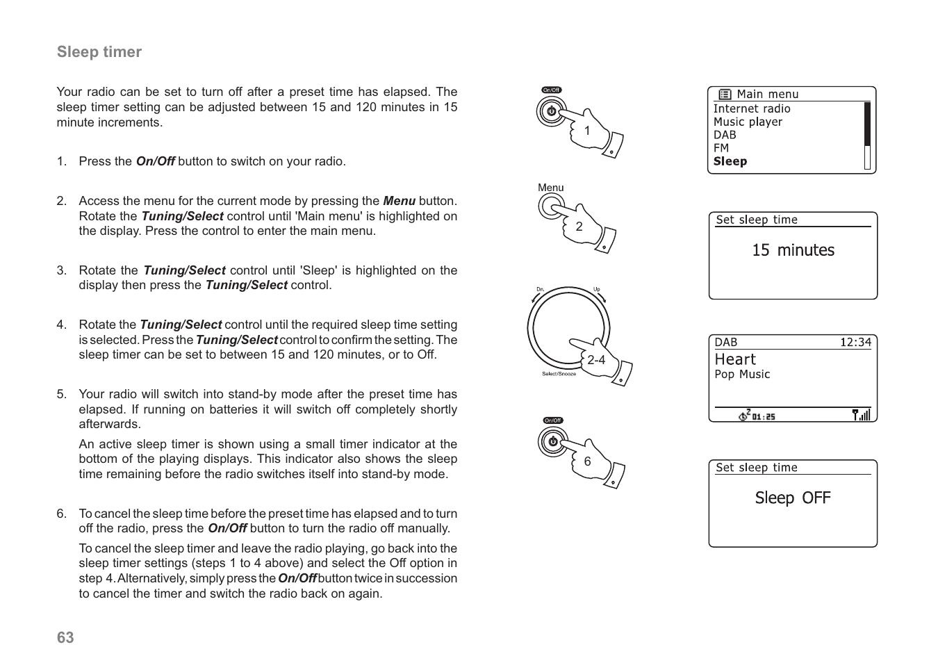 63 sleep timer | Samsung WM-202 User Manual | Page 64 / 76