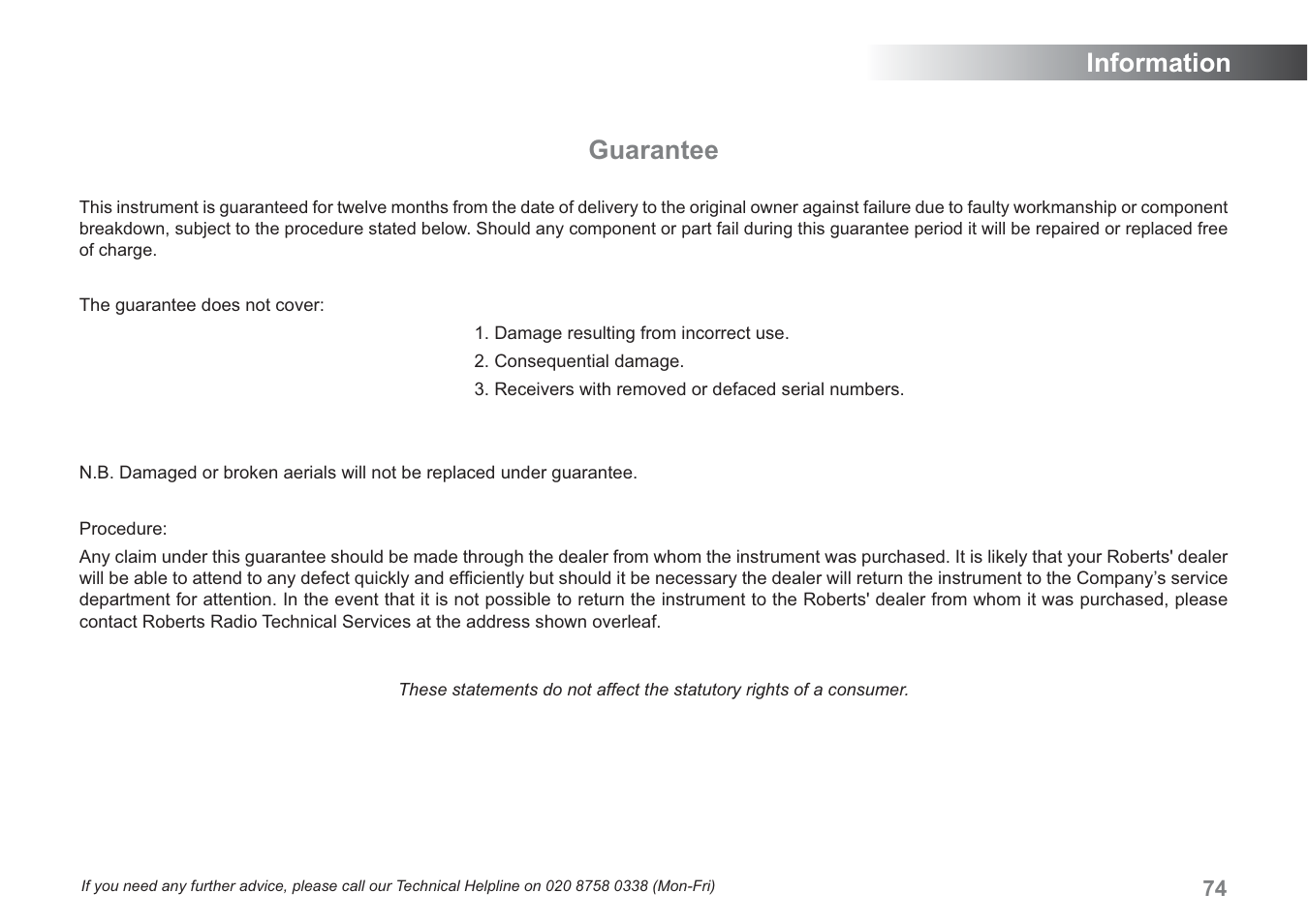 Guarantee, Information | Samsung WM-202 User Manual | Page 75 / 76
