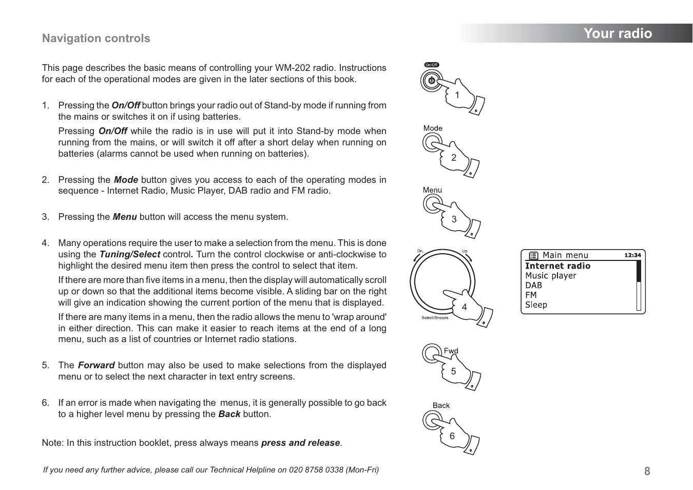 Your radio, Navigation controls | Samsung WM-202 User Manual | Page 9 / 76