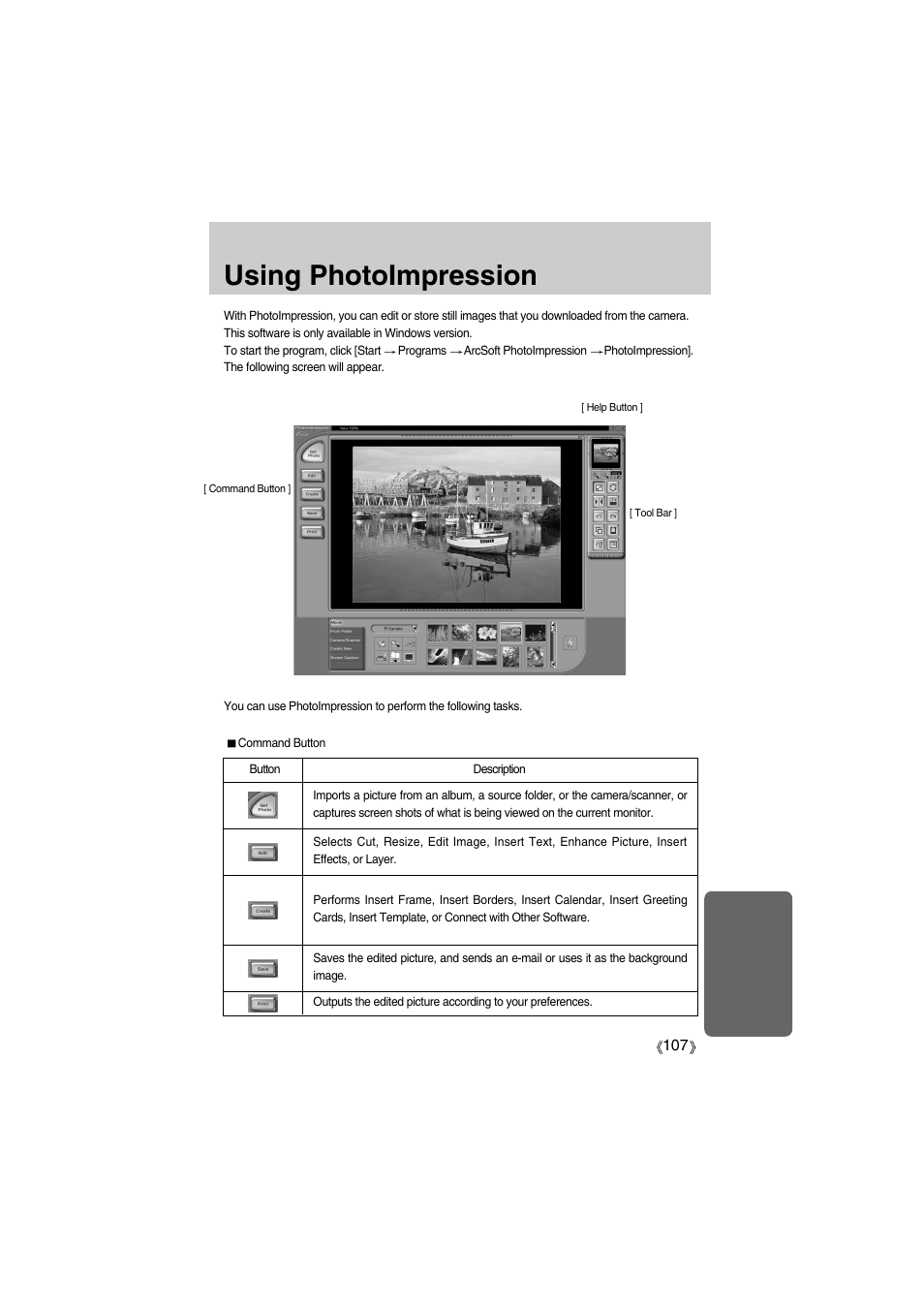 Using photoimpression | Samsung Digimax A400 User Manual | Page 107 / 116