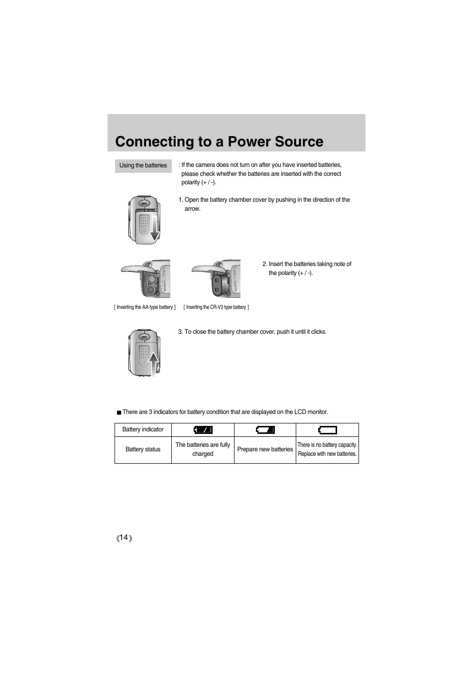 Connecting to a power source | Samsung Digimax A400 User Manual | Page 14 / 116