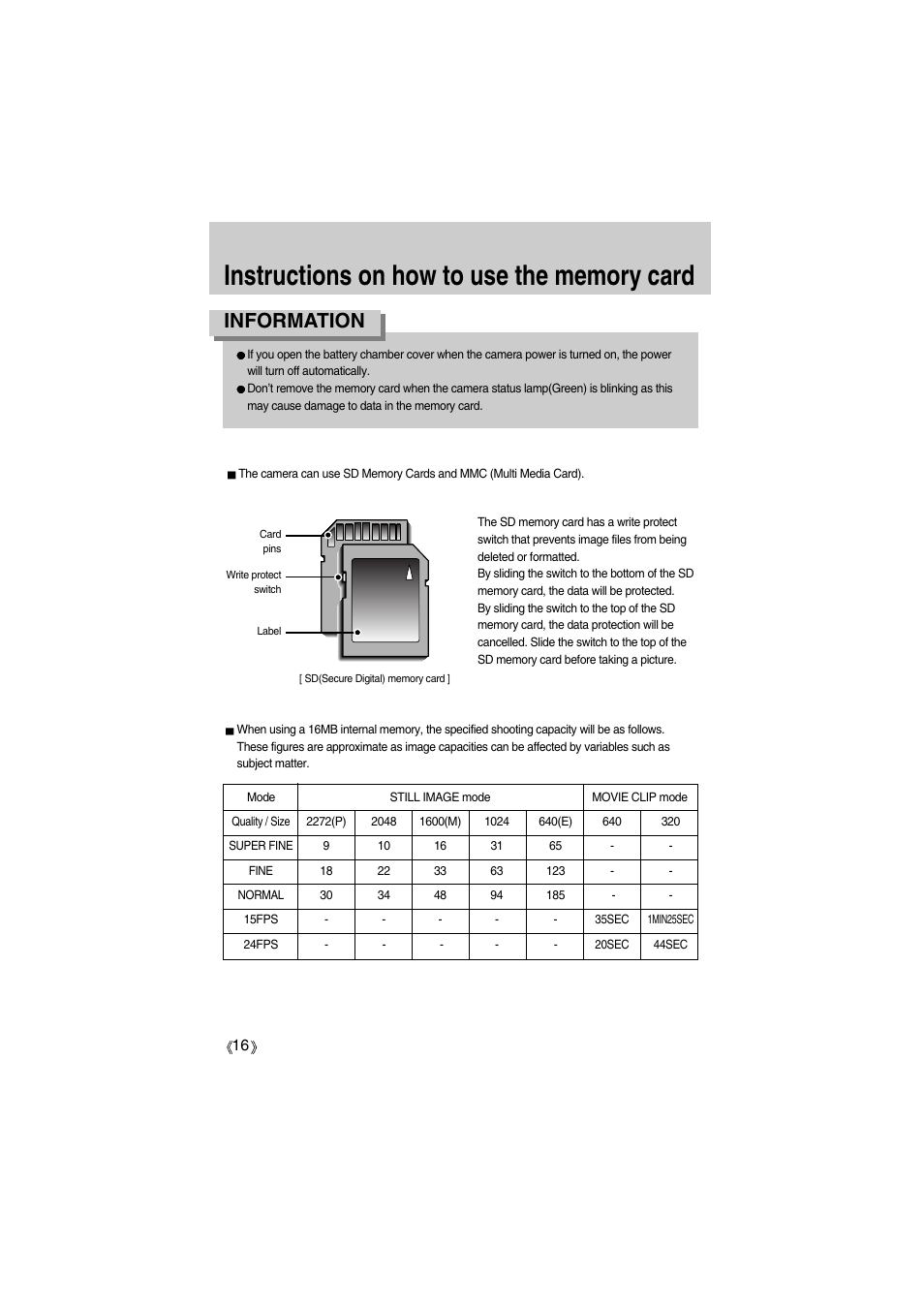 Information | Samsung Digimax A400 User Manual | Page 16 / 116