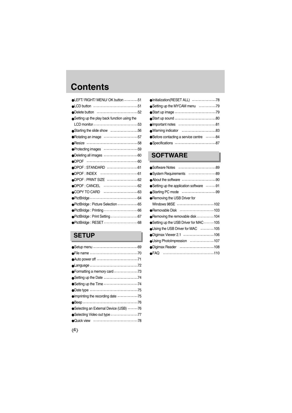 Samsung Digimax A400 User Manual | Page 4 / 116