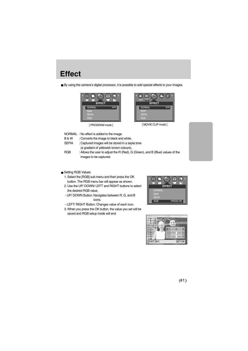 Effect | Samsung Digimax A400 User Manual | Page 41 / 116