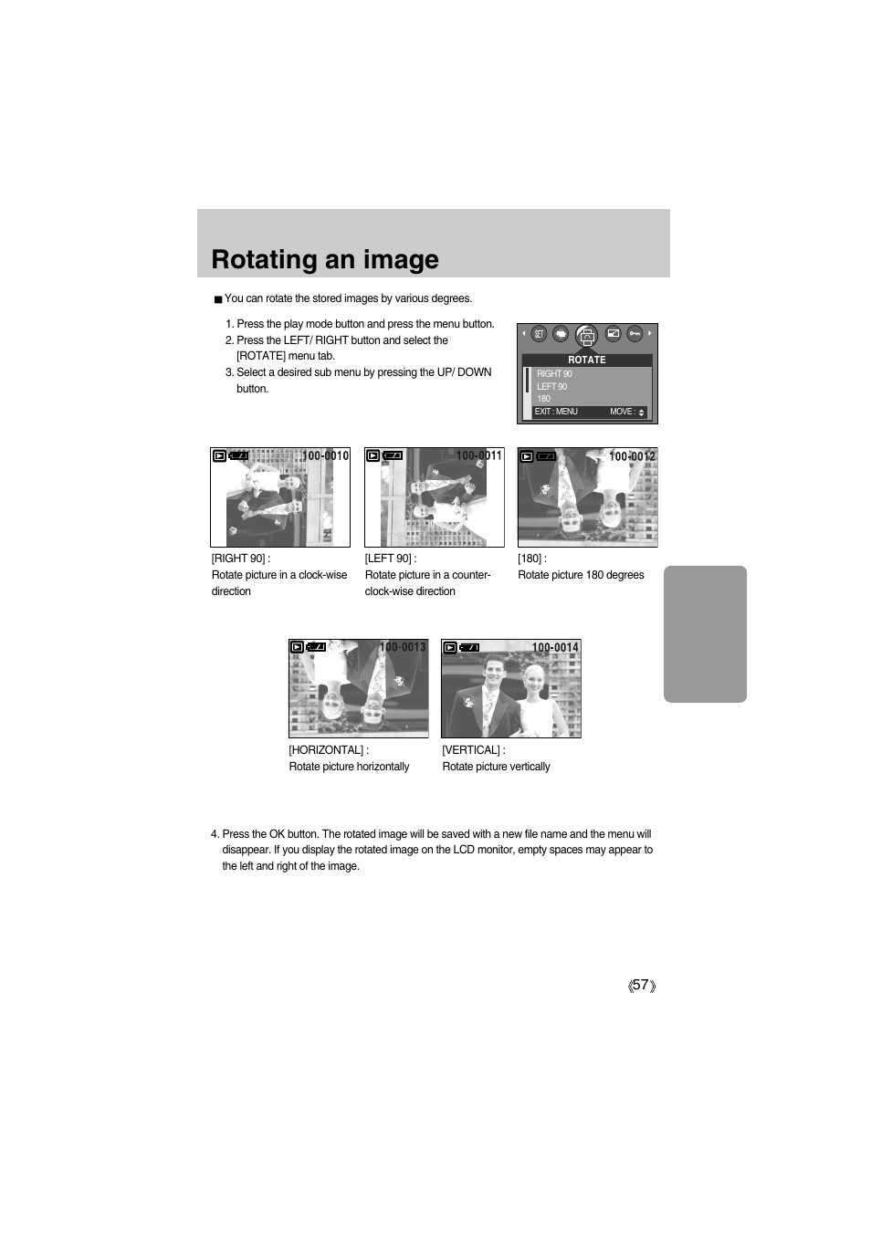 Rotating an image | Samsung Digimax A400 User Manual | Page 57 / 116