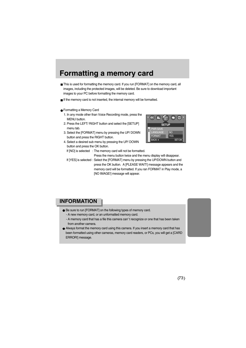 Information | Samsung Digimax A400 User Manual | Page 73 / 116