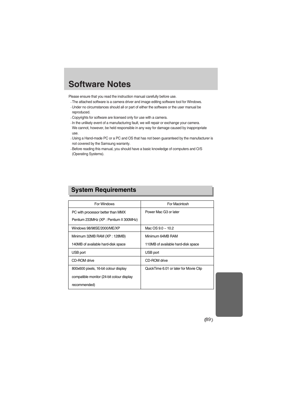 System requirements | Samsung Digimax A400 User Manual | Page 89 / 116