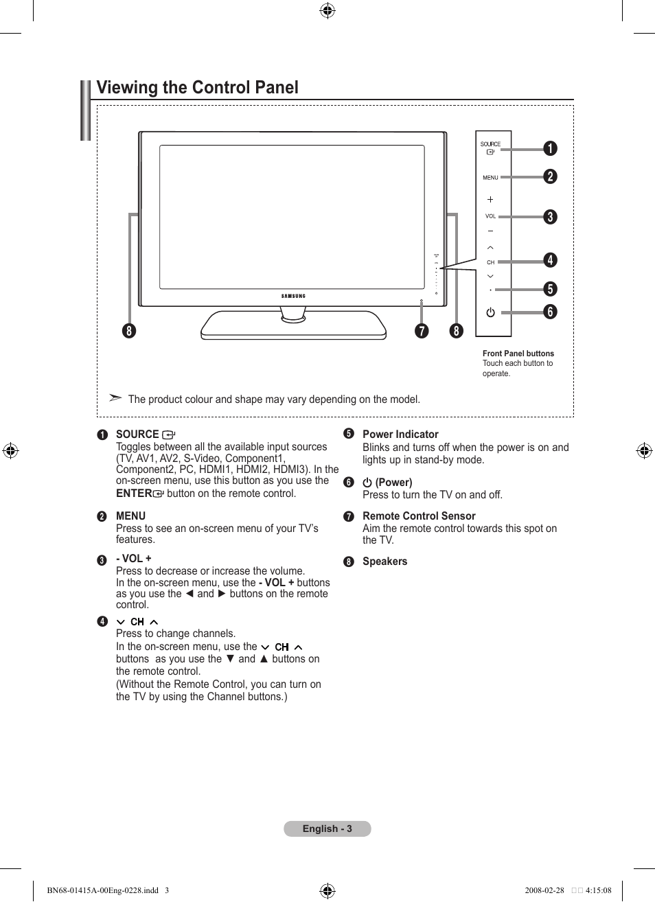 Viewing the control panel | Samsung BN68-01415A-00 User Manual | Page 5 / 51