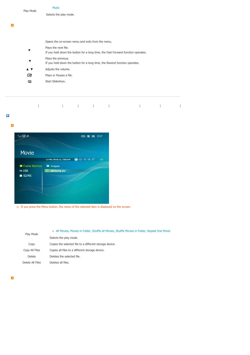 Movies | Samsung SPF-86V User Manual | Page 19 / 44