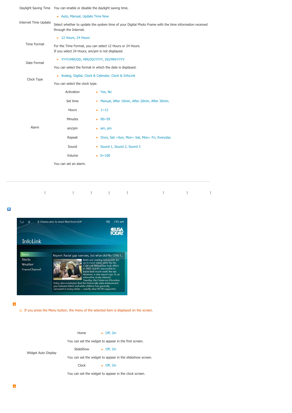 Infolink | Samsung SPF-86V User Manual | Page 21 / 44