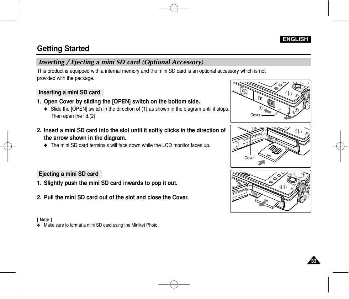 Getting started | Samsung VP-MS11 User Manual | Page 33 / 160