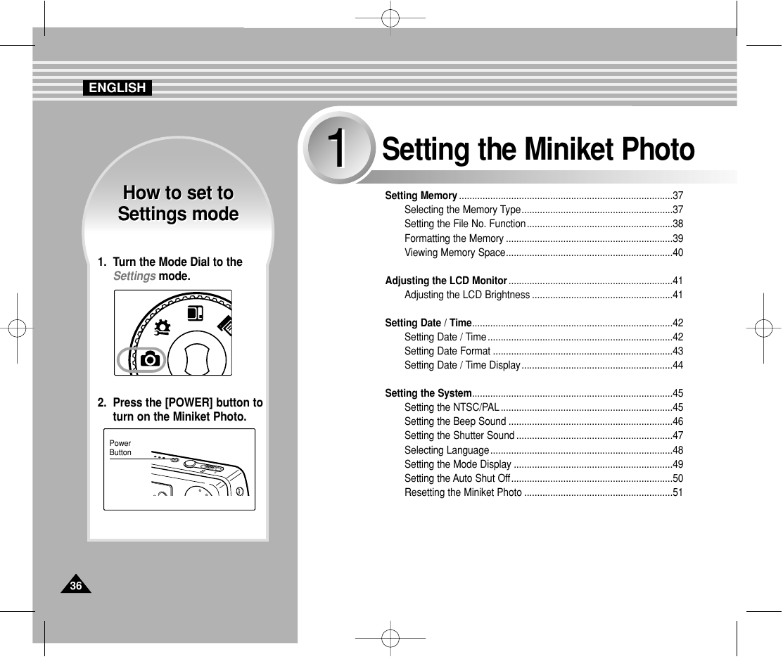 Setting the miniket photo | Samsung VP-MS11 User Manual | Page 36 / 160