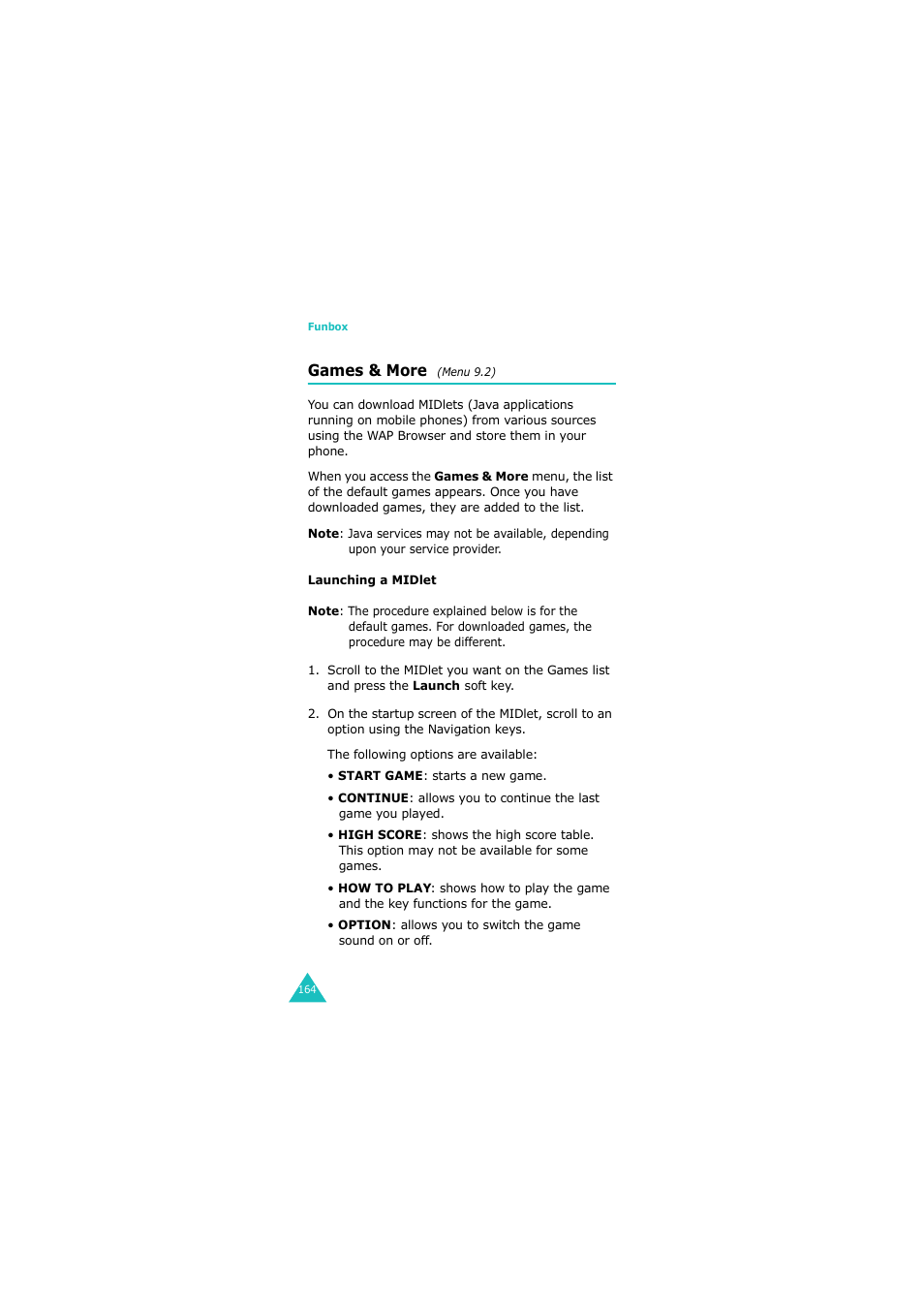 Games & more (menu 9.2), Games & more | Samsung G H68-05336A User Manual | Page 165 / 201