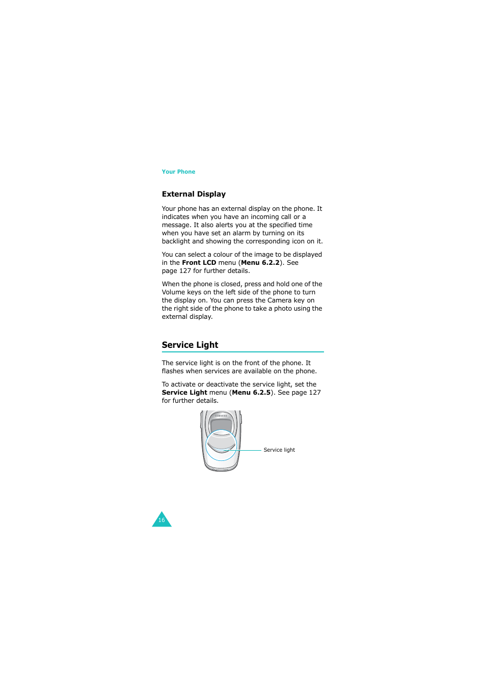 Service light | Samsung G H68-05336A User Manual | Page 17 / 201