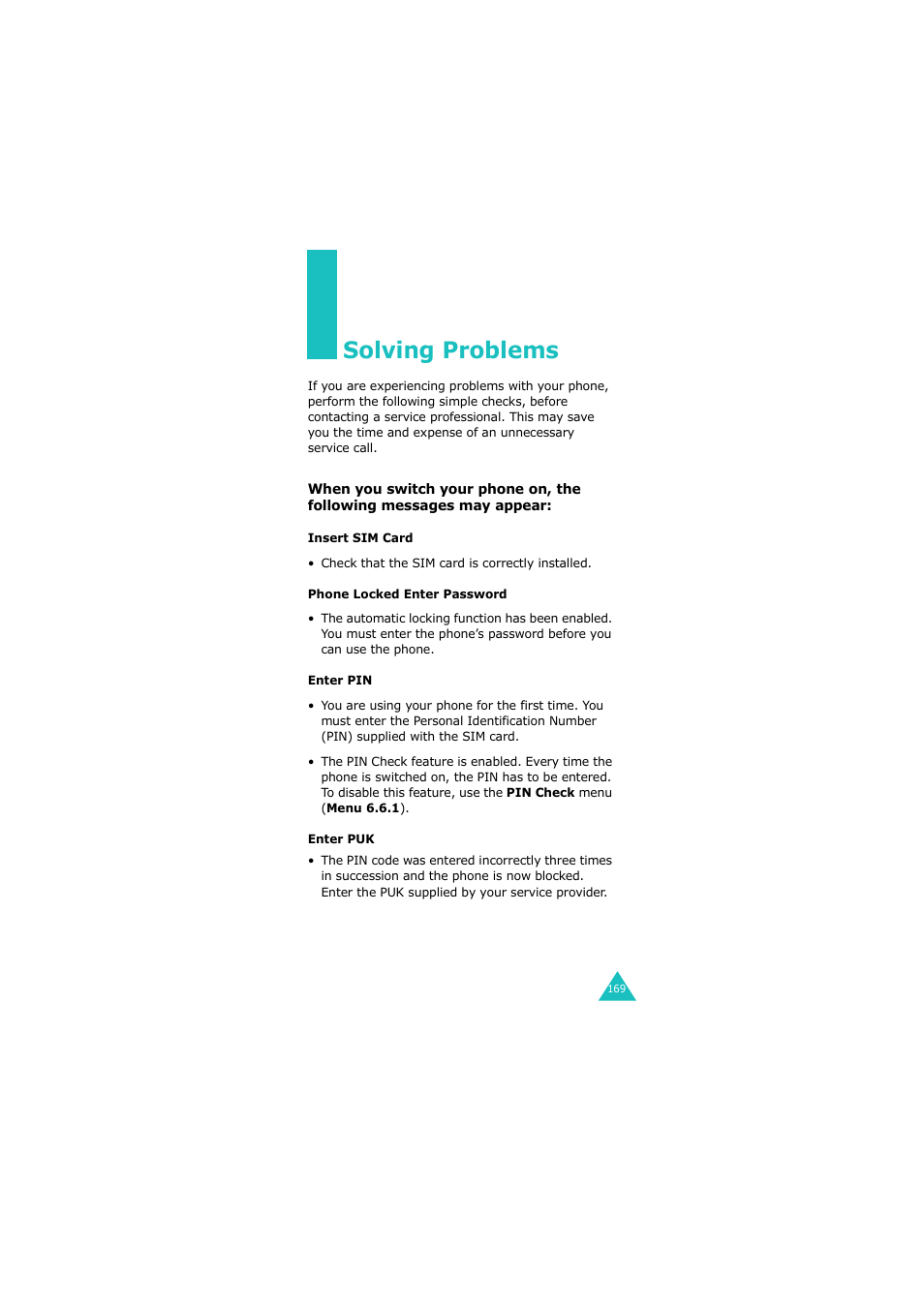 Solving problems | Samsung G H68-05336A User Manual | Page 170 / 201
