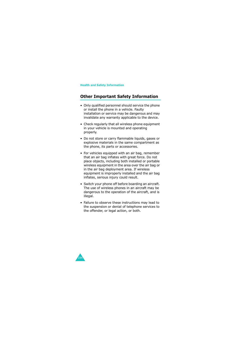 Other important safety information | Samsung G H68-05336A User Manual | Page 185 / 201