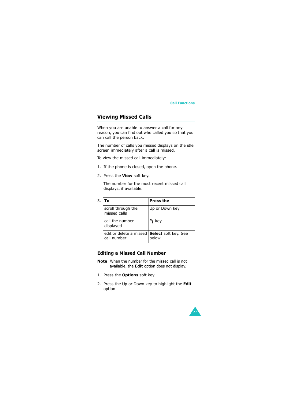 Viewing missed calls | Samsung G H68-05336A User Manual | Page 28 / 201