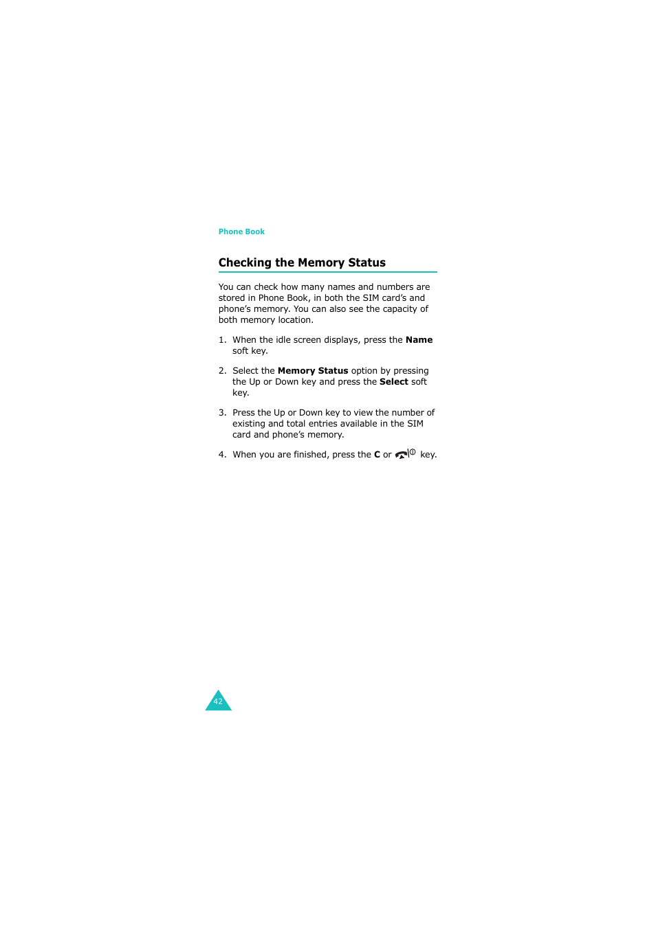 Checking the memory status | Samsung G H68-05336A User Manual | Page 43 / 201