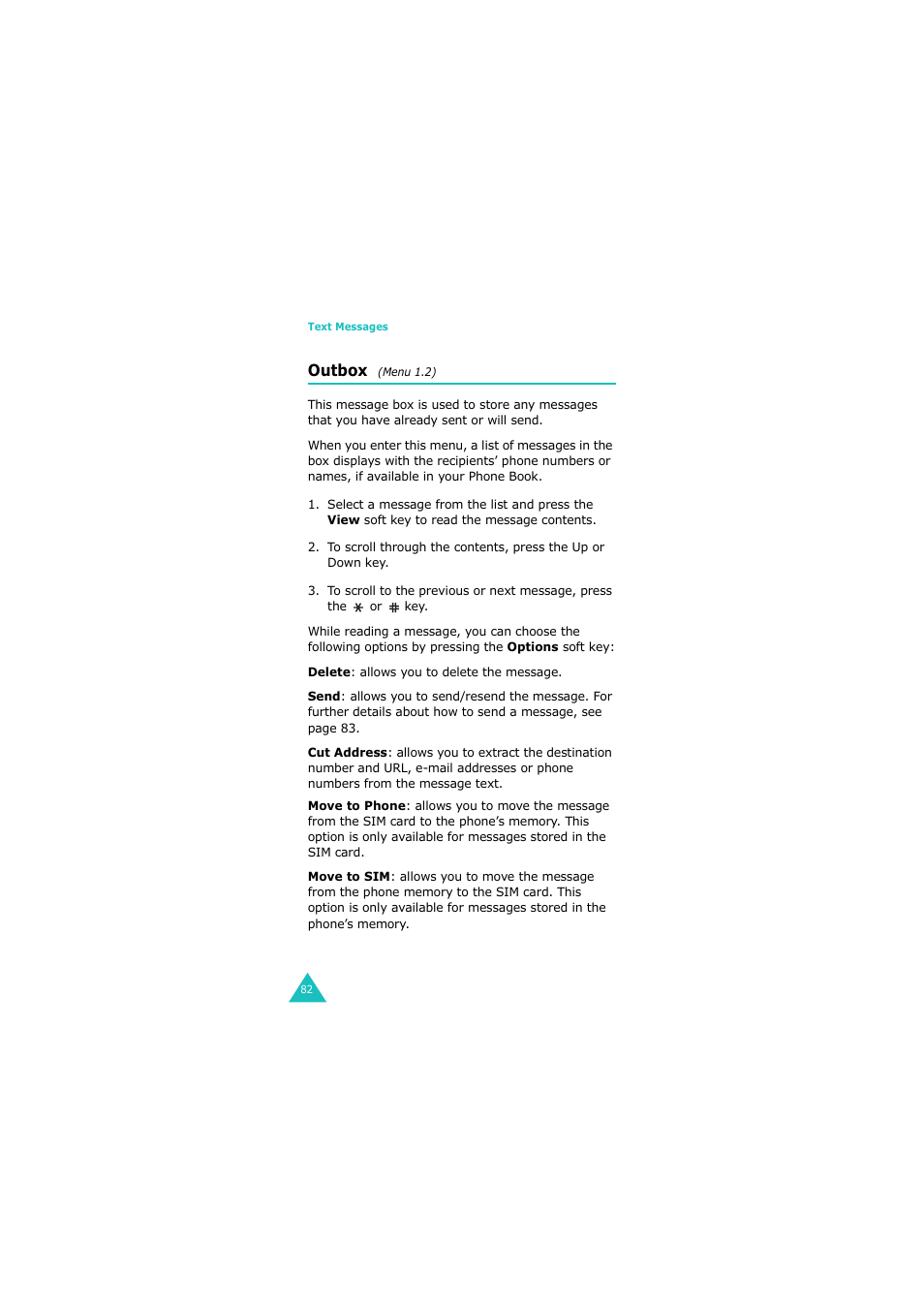 Outbox (menu 1.2), Outbox | Samsung G H68-05336A User Manual | Page 83 / 201