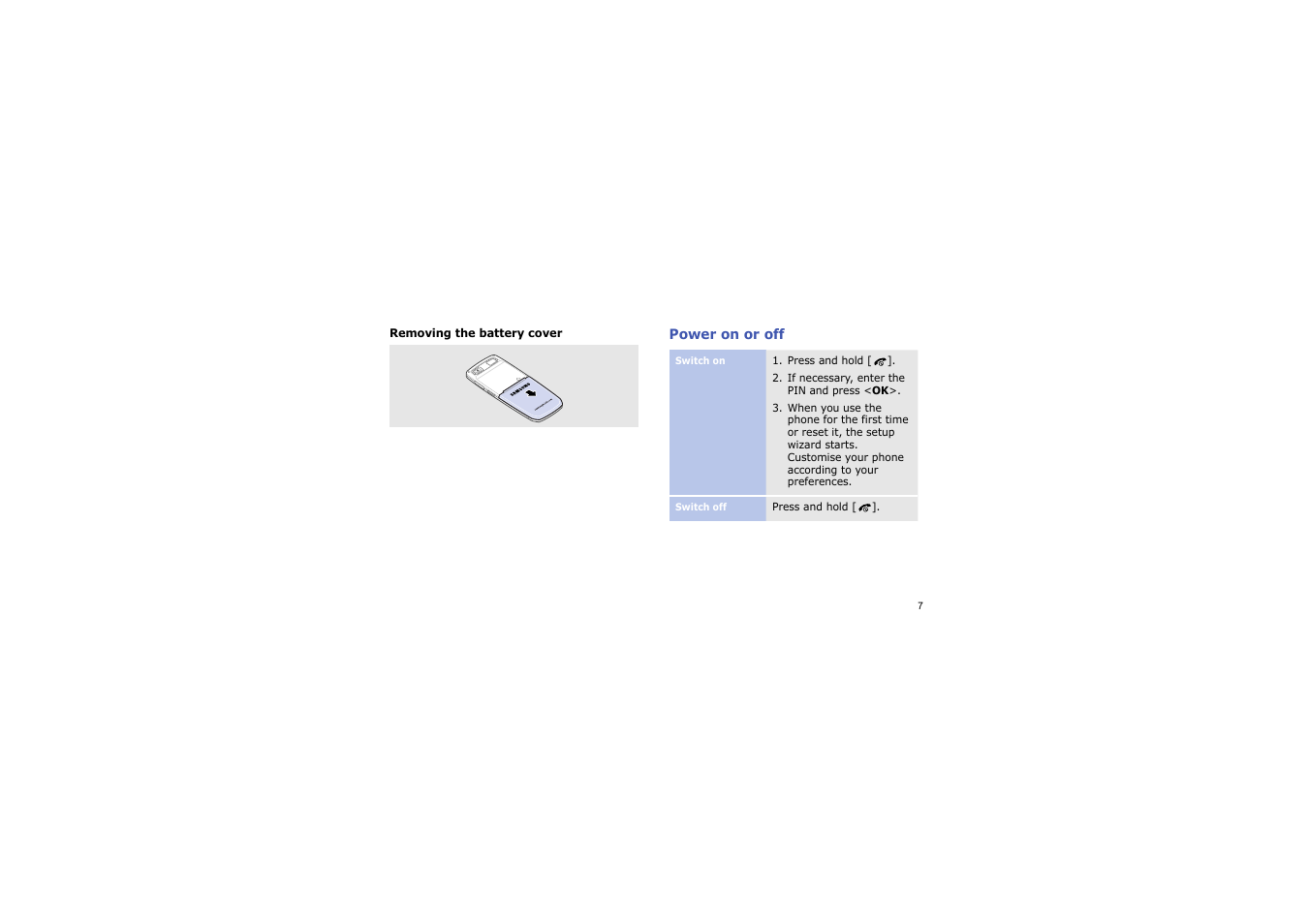 Power on or off | Samsung BLUETOOTH GH68-13098A User Manual | Page 10 / 50