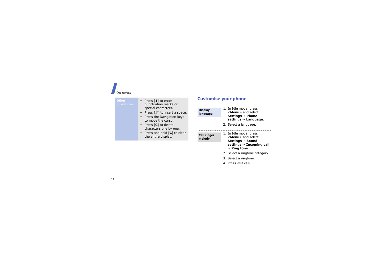 Customise your phone | Samsung BLUETOOTH GH68-13098A User Manual | Page 17 / 50