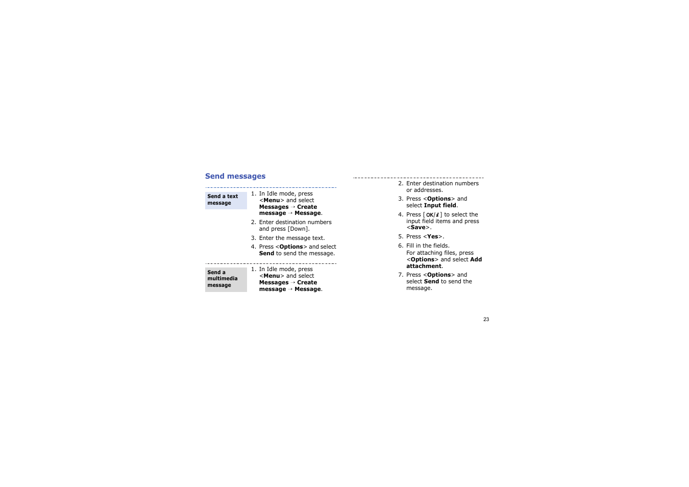 Send messages | Samsung BLUETOOTH GH68-13098A User Manual | Page 26 / 50