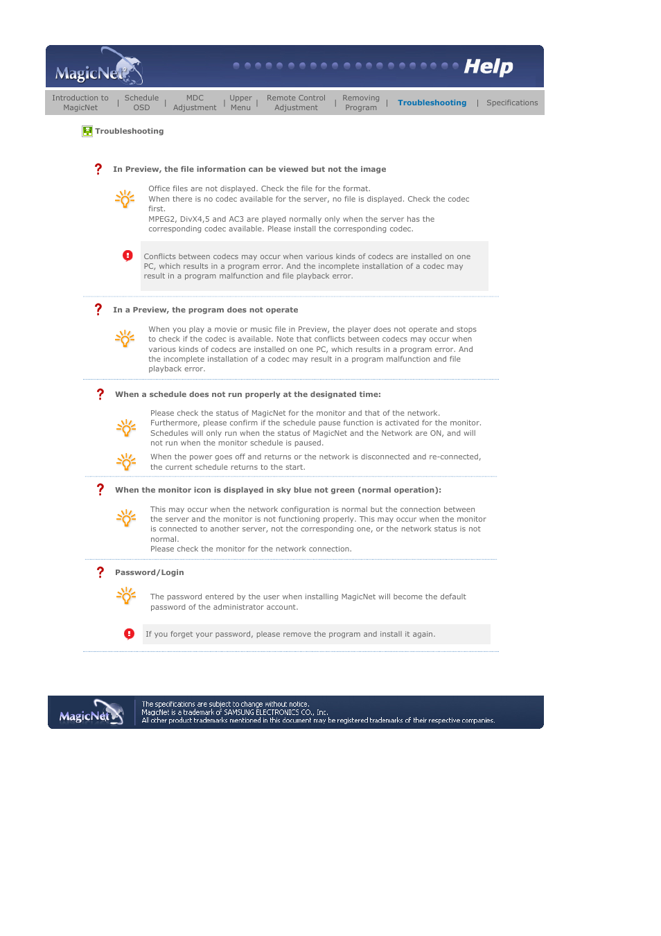 Specifications | Samsung 460P User Manual | Page 133 / 154