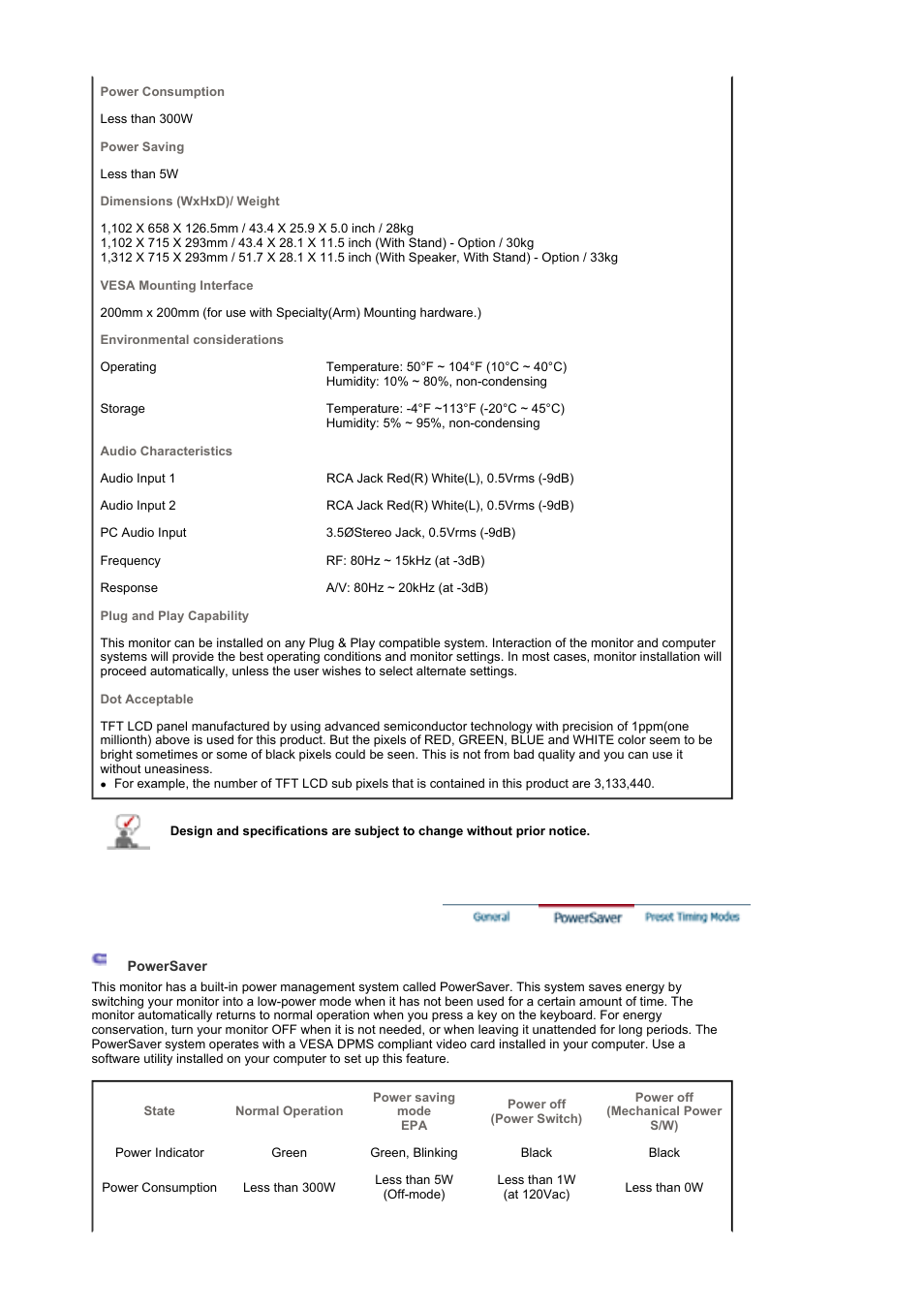 Preset timing modes | Samsung 460P User Manual | Page 145 / 154