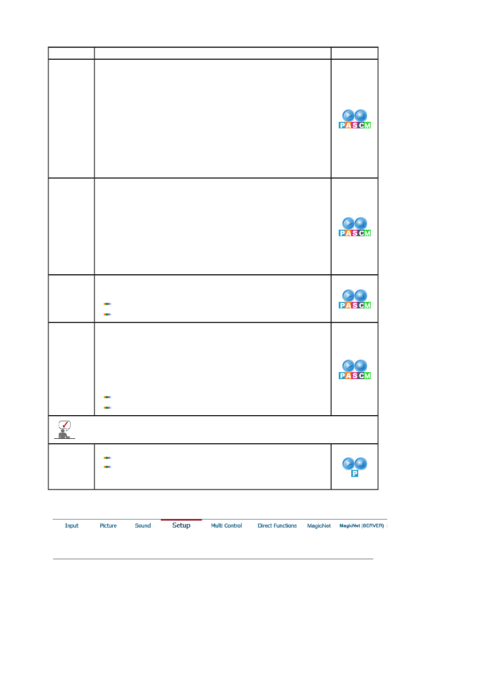 Setup | Samsung 460P User Manual | Page 92 / 154