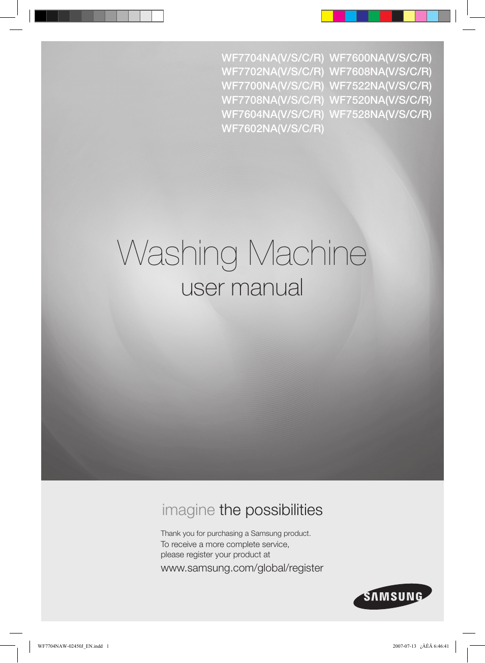 Samsung W/V/S/C/R WF7602NA User Manual | 20 pages