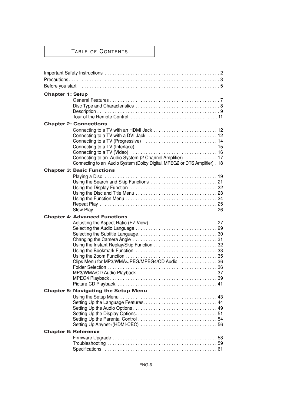 Samsung DVD-1080P8 User Manual | Page 6 / 103