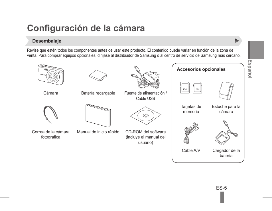 Configuración de la cámara | Samsung AD68-05528A User Manual | Page 15 / 32