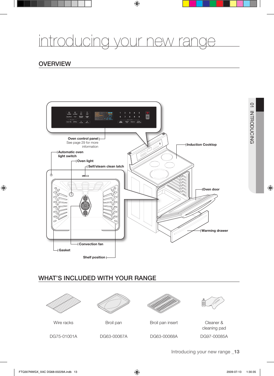 Introducing your new range, Overview, What’s included with your range | Samsung FTQ307NWGX User Manual | Page 13 / 66