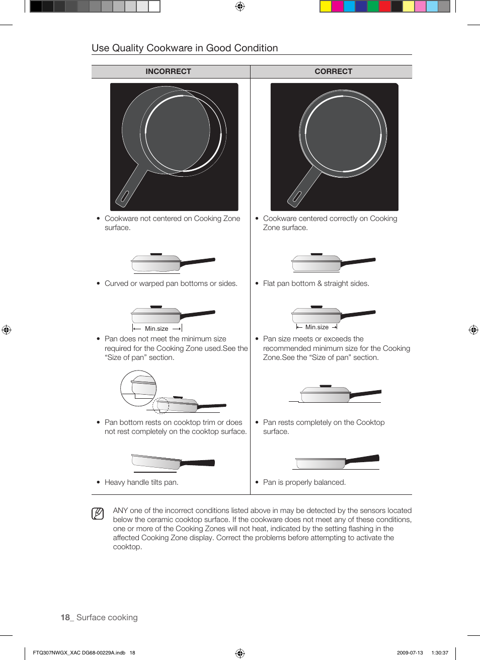 Use quality cookware in good condition | Samsung FTQ307NWGX User Manual | Page 18 / 66