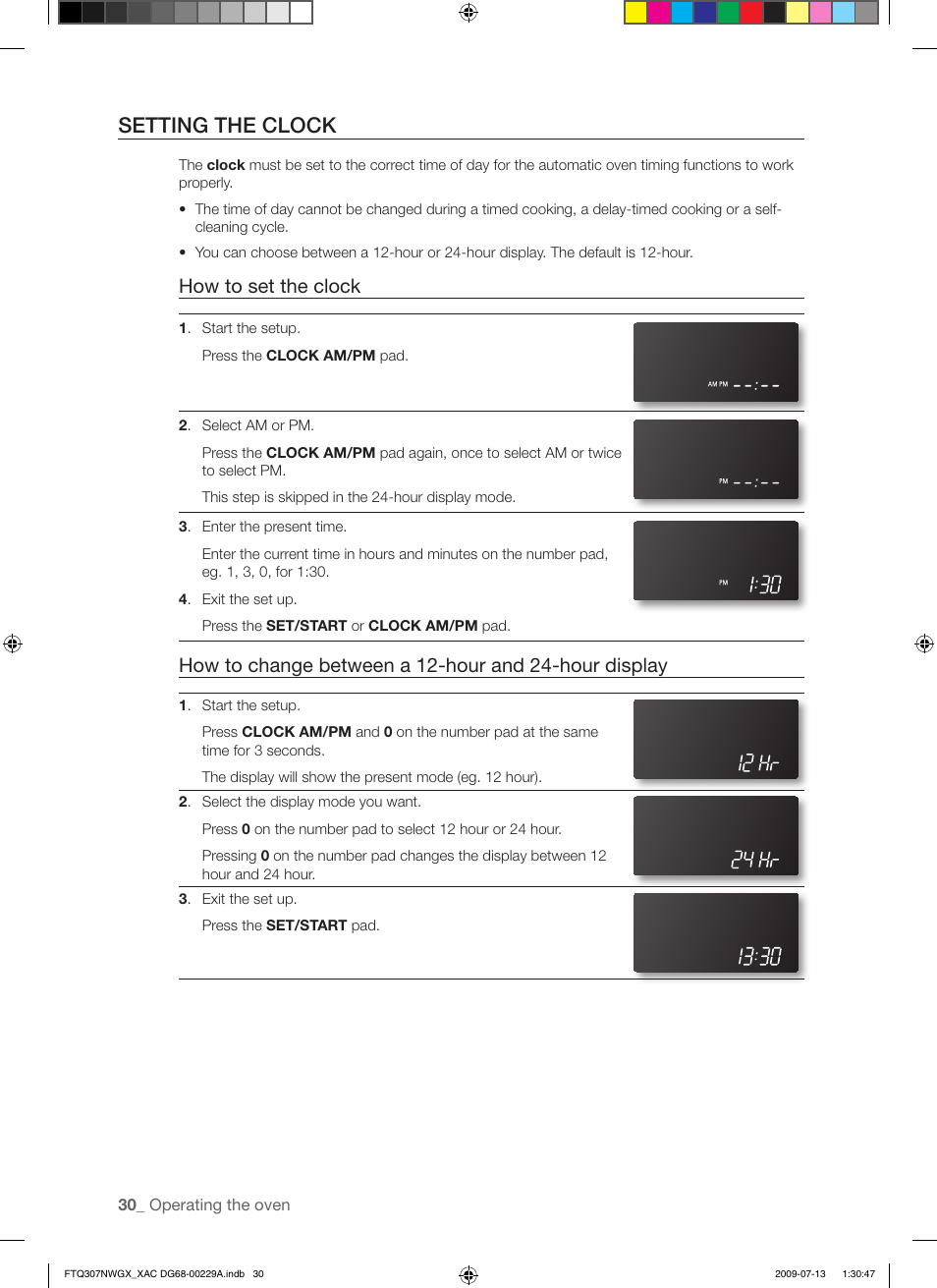 Setting the clock, How to set the clock | Samsung FTQ307NWGX User Manual | Page 30 / 66