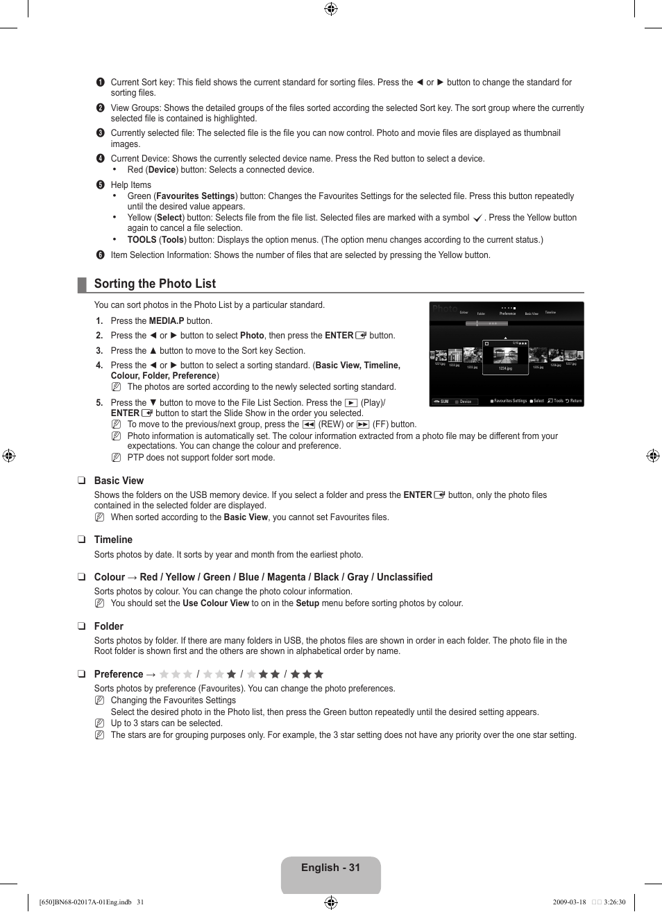 Sorting the photo list | Samsung BN68-02017A-01 User Manual | Page 33 / 83