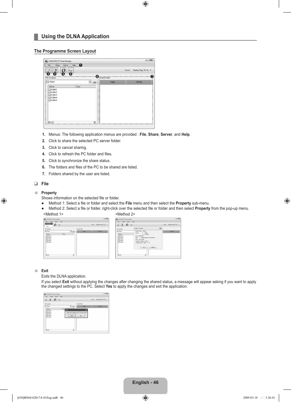 Using the dlna application | Samsung BN68-02017A-01 User Manual | Page 48 / 83